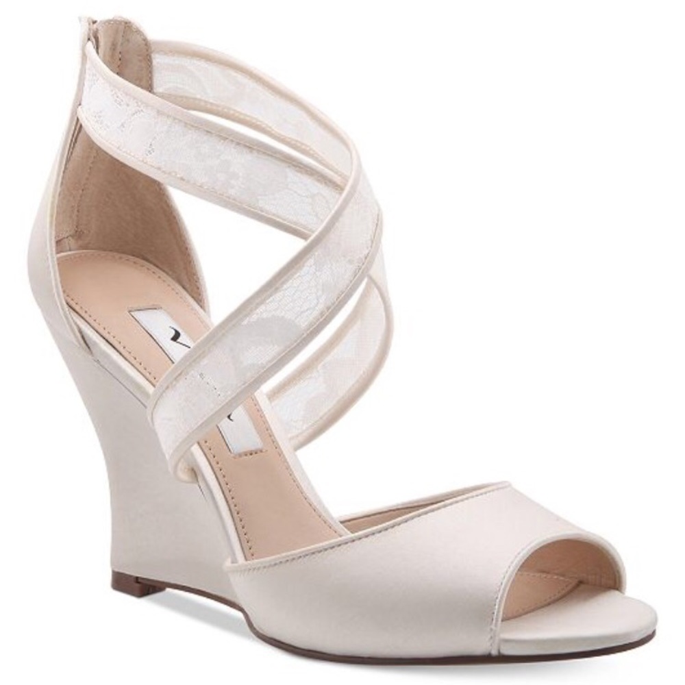 Nina Elian’s Strappy Wedge Sandler’s - Ivory